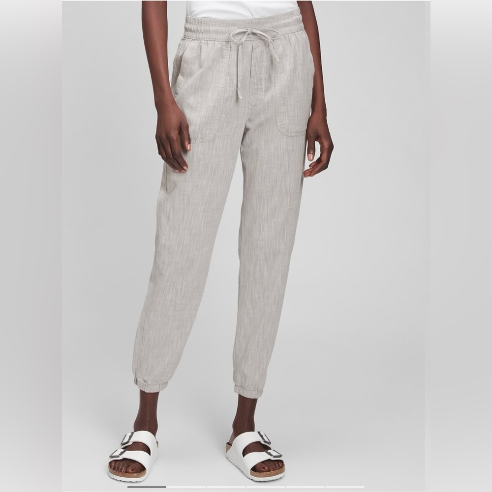 GAP Factory Light Gray Drawstring Linen Blend Jogger Pants
